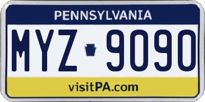 PA license plate MYZ9090