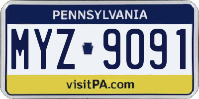 PA license plate MYZ9091
