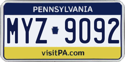 PA license plate MYZ9092
