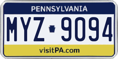 PA license plate MYZ9094