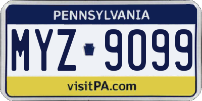PA license plate MYZ9099