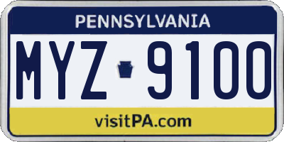PA license plate MYZ9100