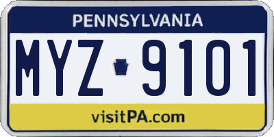 PA license plate MYZ9101