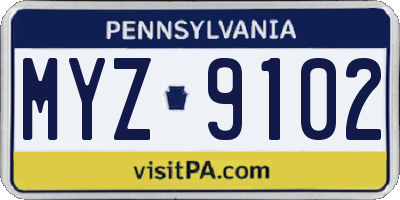PA license plate MYZ9102