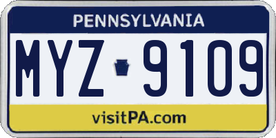 PA license plate MYZ9109