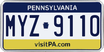PA license plate MYZ9110