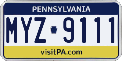 PA license plate MYZ9111