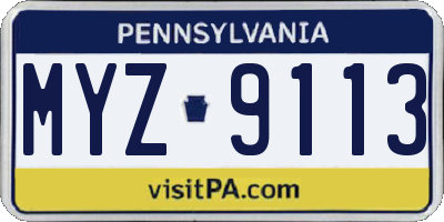 PA license plate MYZ9113