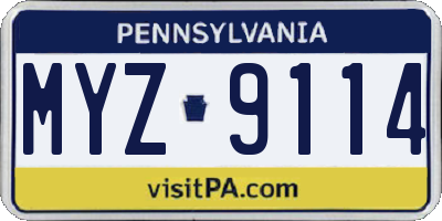 PA license plate MYZ9114