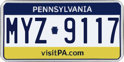 PA license plate MYZ9117