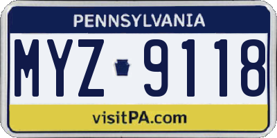 PA license plate MYZ9118
