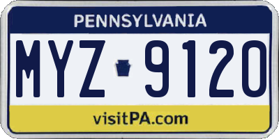 PA license plate MYZ9120