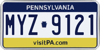 PA license plate MYZ9121