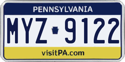 PA license plate MYZ9122