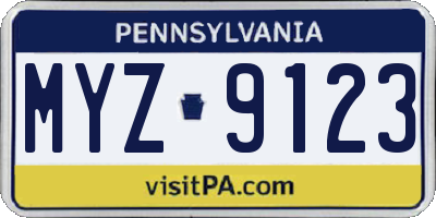 PA license plate MYZ9123