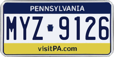PA license plate MYZ9126