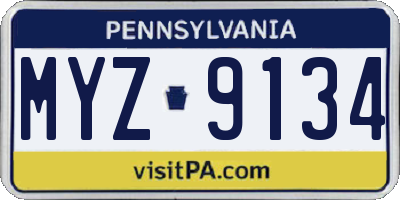 PA license plate MYZ9134