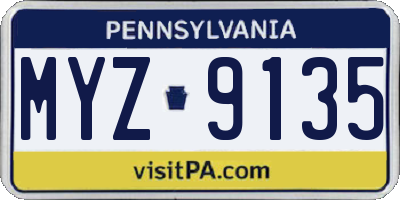 PA license plate MYZ9135