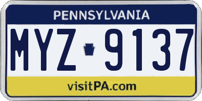 PA license plate MYZ9137