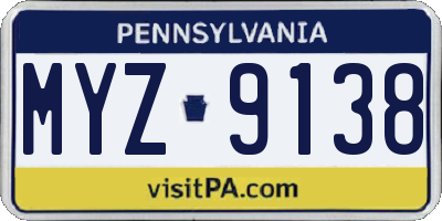PA license plate MYZ9138