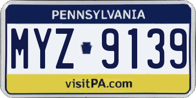 PA license plate MYZ9139