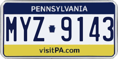 PA license plate MYZ9143