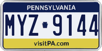 PA license plate MYZ9144
