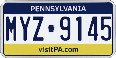 PA license plate MYZ9145