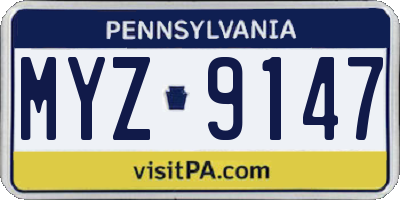 PA license plate MYZ9147