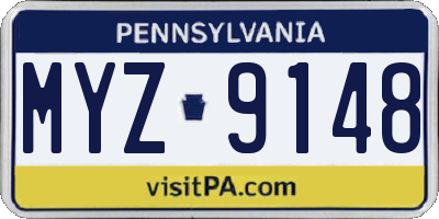PA license plate MYZ9148