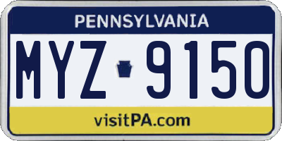 PA license plate MYZ9150