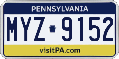 PA license plate MYZ9152