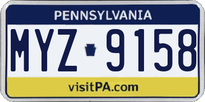 PA license plate MYZ9158