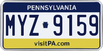 PA license plate MYZ9159