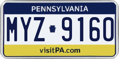 PA license plate MYZ9160