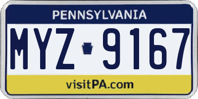 PA license plate MYZ9167