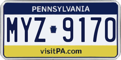 PA license plate MYZ9170