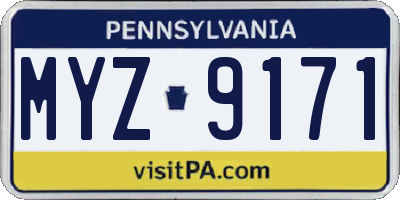 PA license plate MYZ9171