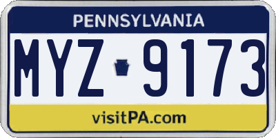 PA license plate MYZ9173