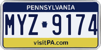 PA license plate MYZ9174