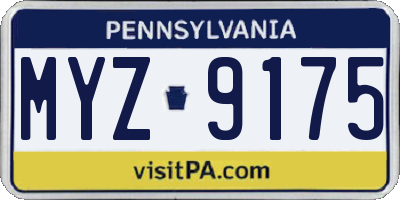 PA license plate MYZ9175