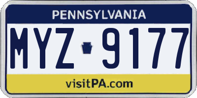 PA license plate MYZ9177