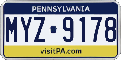 PA license plate MYZ9178