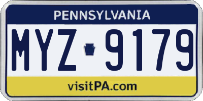 PA license plate MYZ9179