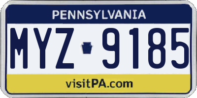 PA license plate MYZ9185