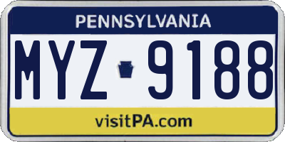 PA license plate MYZ9188