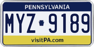 PA license plate MYZ9189