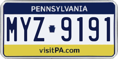 PA license plate MYZ9191
