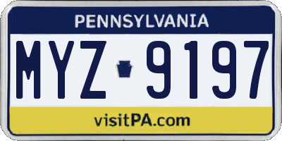 PA license plate MYZ9197