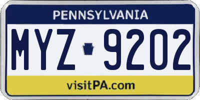 PA license plate MYZ9202